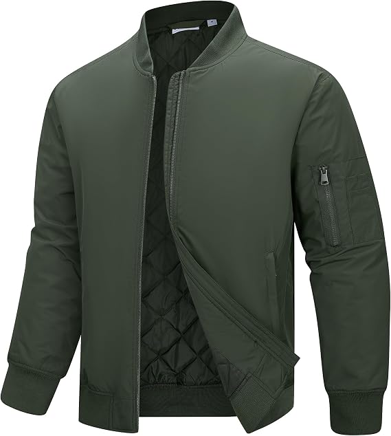 33,000ft Bomber Jacket Men Waterproof Windbreaker Insulated Puffer Jackets Sports Jackets Outwear for Motorcycle Hiking Golf Sailing