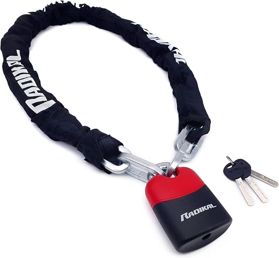 ‎RADIKAL RK4120 Motorcycle Chain Lock Anti-Theft Cemented Steel High Security ø10, Electric Bike Lock, Chain Security Garage Anchor, Chain Anti-Theft Motorcycle, Scooter Bicycle, 120 cm