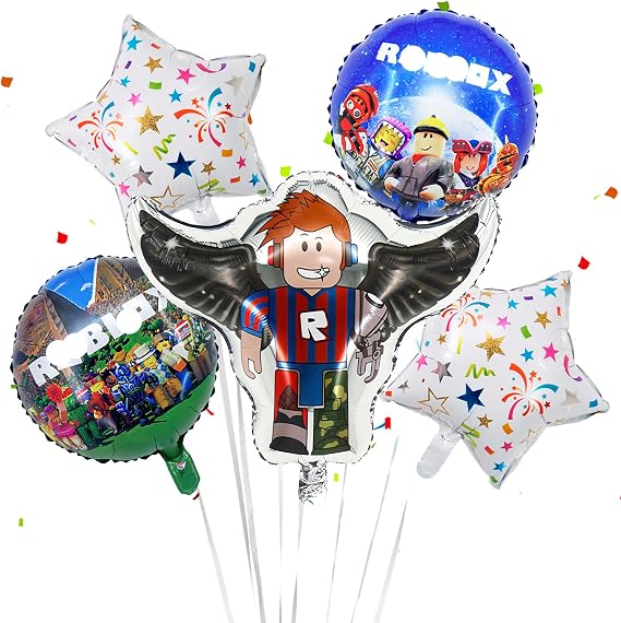 Robl Birthday Party Decorations for Boys Girls- 5Pcs Foil Balloons Happy Birthday Rob Party Decorations Colorful Latex Helium Ballon