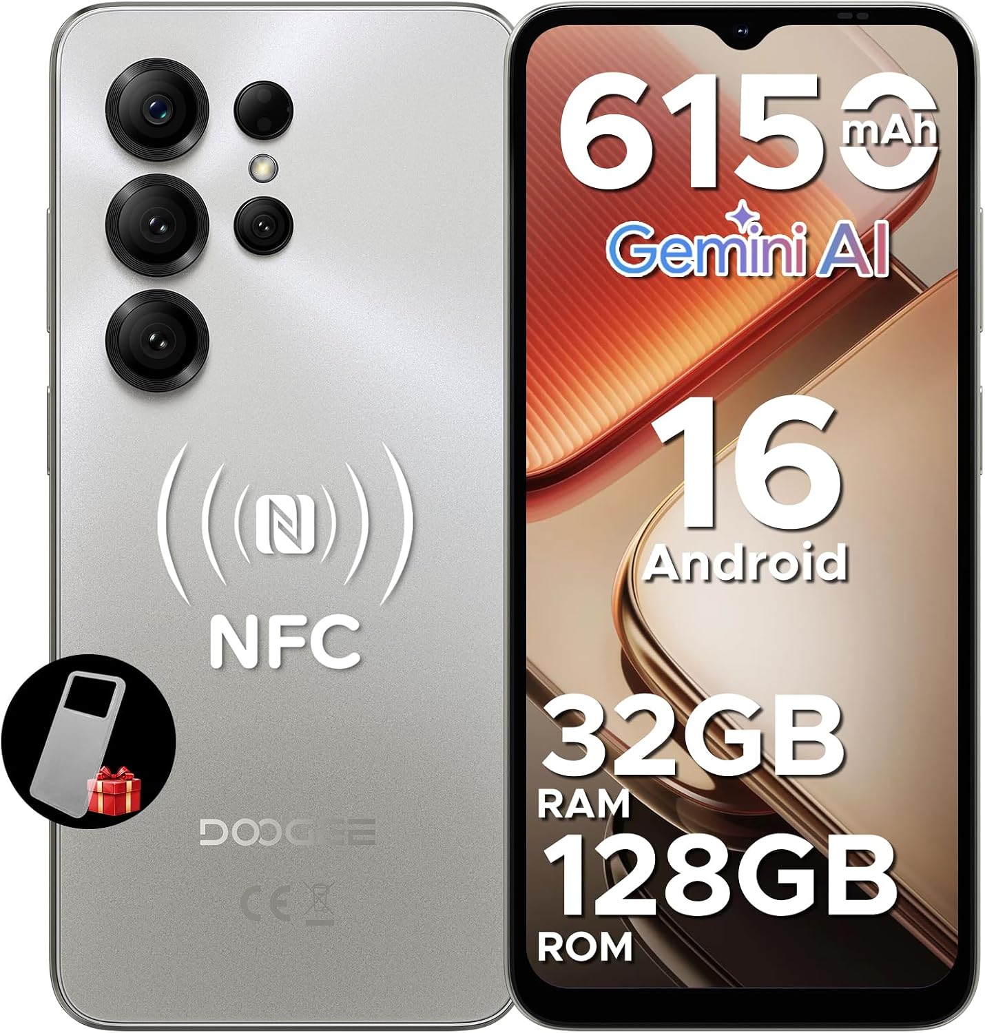 Note56X Pro Mobile Phone Without Contract Android 16 with Gemimi AI 32GB + 128GB/2TB 6150mAh 6.56 Inch HD+90Hz Display Octa Core Smartphone Cheap 13MP + 8MP Dual SIM/OTG/Face ID/NFC/Widevine L1
