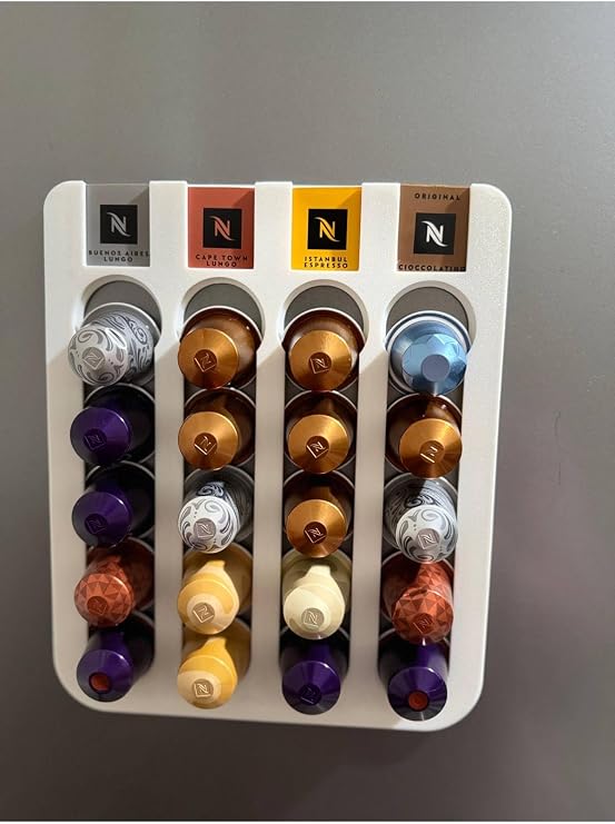 Kapsül Kahve Standı Buzdolabı Için Mıknatıslı 20 Kapsül Nespresso Kapsül Tutucu (Beyaz)
