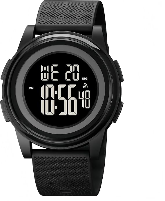 OLAZONE Ultra-Thin Minimalist Sports Waterproof Digital Watches Men with Wide-Angle Display Rubber Strap Wrist Watch for Men