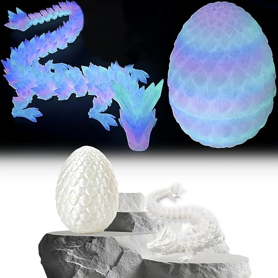Dragon Egg with Dragon 3D Printed Dragon Egg Mysterious Dragon Toy Realistic 3D Printed Movable Dragon Toy Easter Dragon Eggs as Home and Office Decoration