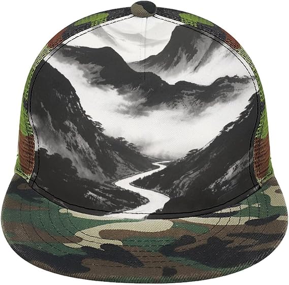 Black White Mountain Baseball Cap, Cool Trucker Hat