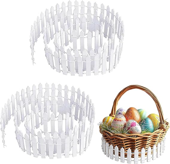 2PCS Fairy Garden Accessories & Mini Fence, 90x5cm White | Plastic, Flexible Mini Fence, 90x5cm, White, for Fairy Gardens, Plant Pots, Dollhouses And Dioramas