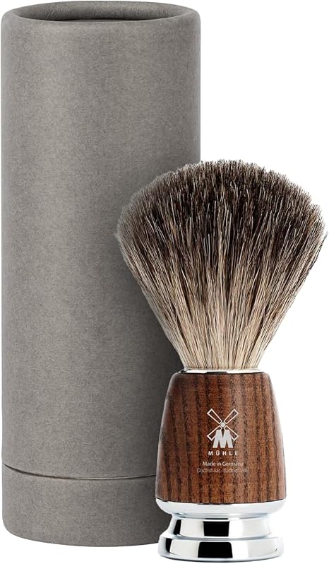 MÜHLE Rytmo Shaving Brush - Pure Badger Hair Shaving Brush - Steamed Ash