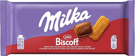 Milka Biscoff Chocolate Bar 90g – Pick Your pack – Smooth Alpine Milk Chocolate with Crunchy Biscoff Biscuit Pieces
