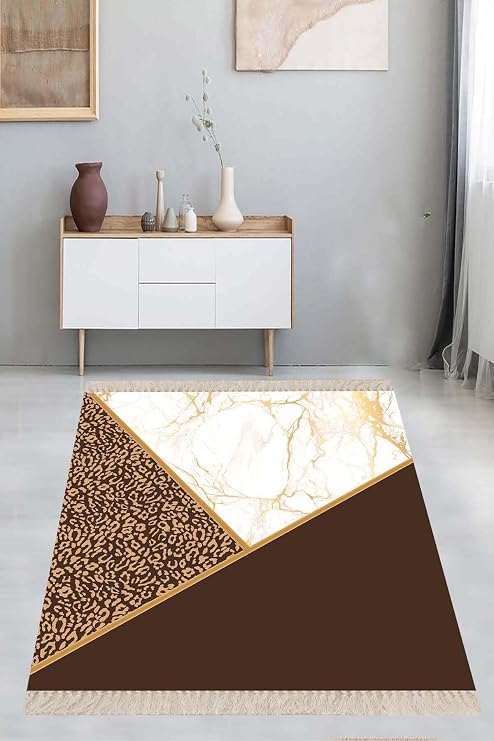 Ontheclouds Halı Leopar Desenli Dijital Baskı Yıkanabilir Modern Salon Halısı, 80 x 300