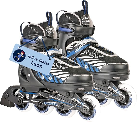Hudora Inline Skates Mia/Leon - Inline skates for children/teenagers & adults in different sizes & colours - Roller skates adjustable up to 4 sizes - Comfortable & stylish skates