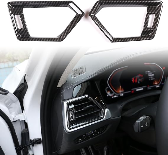 Dashboard Air Conditioning Outlet Frame Cover Trim for @B@mw M3 M4 G80 G81 G82 3 4 Series G20 G22 2020-2024 Accessories 2PCS Car Center Console Vent Outlet Trim Frame (LHD） (Carbon Fibre Pattern)