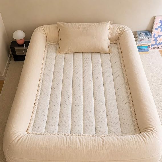 Bed Sheet with Padded Edges, Non-Slip Fitted Mattress Cover, Zip Detachable Washable Protector, Cozy Breathable for Adults & Kids, Milk Velvet, 120x200cm