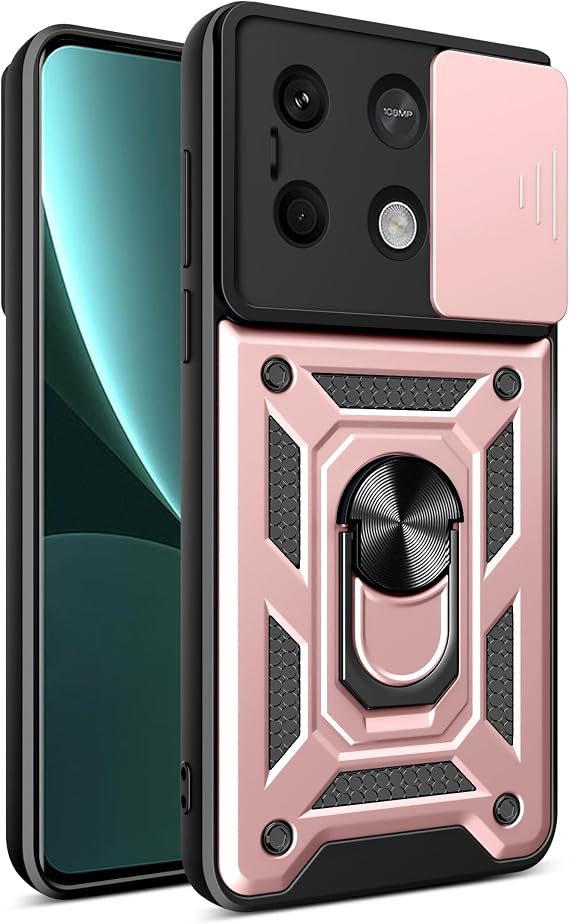 Compatible with Tecno Spark 20 Pro Plus 4G Case,Slide Lens Shockproof Case Compatible with Tecno Spark 20 Pro+ 4G Case Ring Kickstand 2 in 1 Phone Case Cover Pink