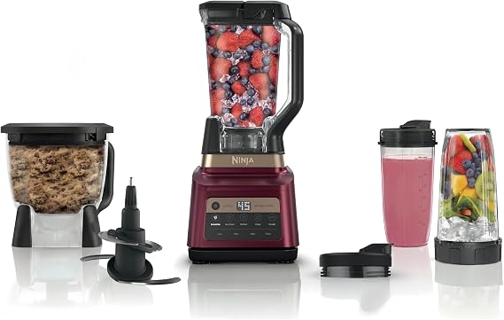 Ninja Professional Plus Kitchen System Premier 3-in-1 Food Processor, Mixer, Vegetable Cutter, Auto IQ Tech I 1400 W, Carafe, 1800 ml, Bowl, 2 Cups