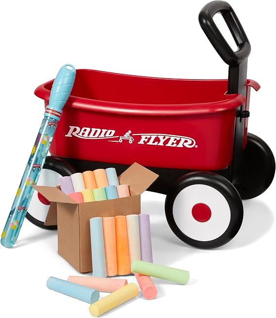 Radio Flyer Push & Pull Walker Wagon w/Bubbles & Chalk, Ages 1-4