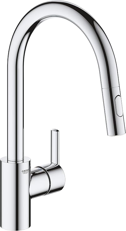 GROHE Feel Quickfix 31486001 Kitchen Faucet with Pull-Out Spout, C-Shape, Lower Water Consumption, Quick Install System, Chrome