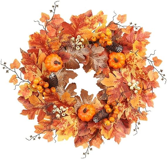 Autumn Delight: Vibrant Maple Leaf and Pumpkin Garland for Festive Decor - 19.68in