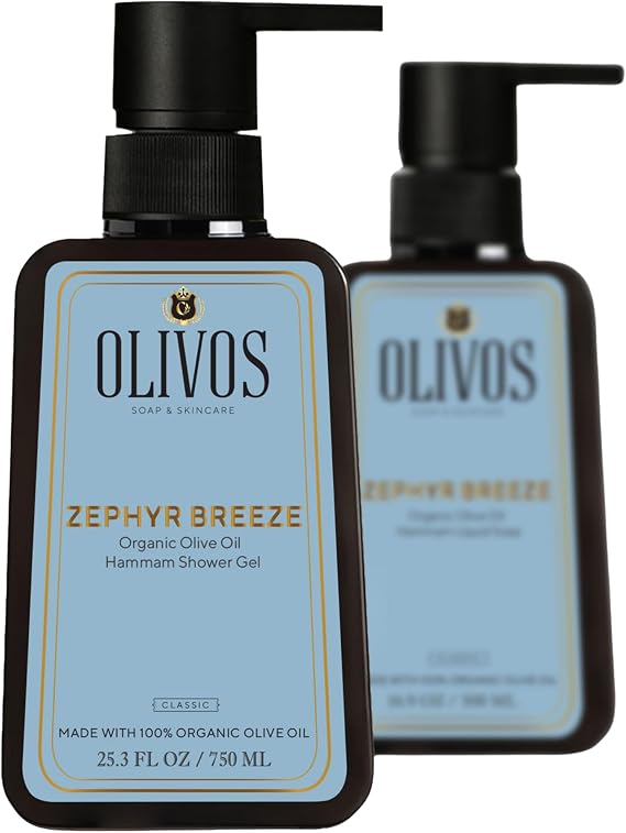 Olivos Doğal Zeytinyağlı Duş Jeli - Geleneksel Hamam Kokusu, Nemlendirici ve Besleyici, Hassas Ciltler İçin İdeal, 750ml | Yoğun Nemlendirme ve Pürüzsüz Cilt (2X750 ML, Hamam Kokulu)