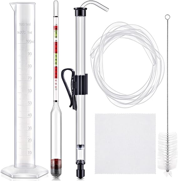 Teenyyou Auto Siphon Mini & トリプルスケール比重計、6フィートの食品安全チューブ&クランプとプラスチックテストジャー、ワイン、自家醸造、ワイン製造キット、液体移送用ブリックスと重力テストキット
