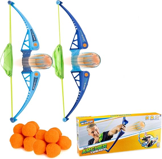Aqua Blaster Twin Pack Bow Launcher Water Fight Toy with Splash Balls