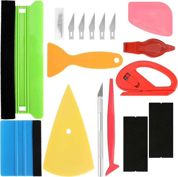 16 Pcs Vinyl Wrap Tools, with Felt Squeegee, Trimmer, Wallpaper Smoother
