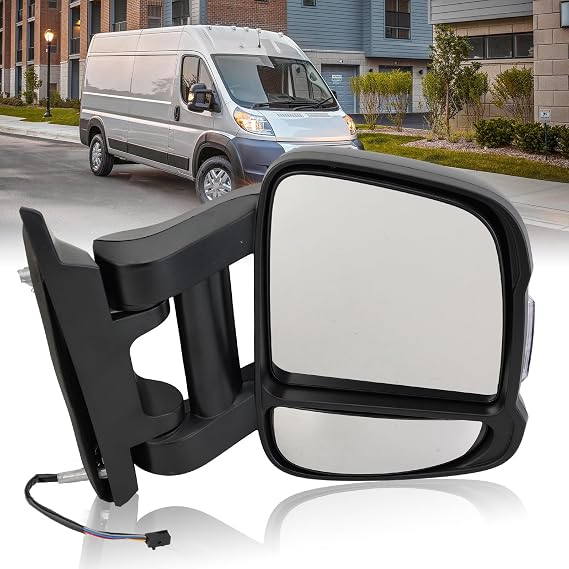 Passenger Right Side Mirror for 2019 2020 2021 2022 RAM Promaster 1500 2500 3500,Power Door Mirror with Heated,Turn Single Light,Replaces# FO1321536(Long Arm)