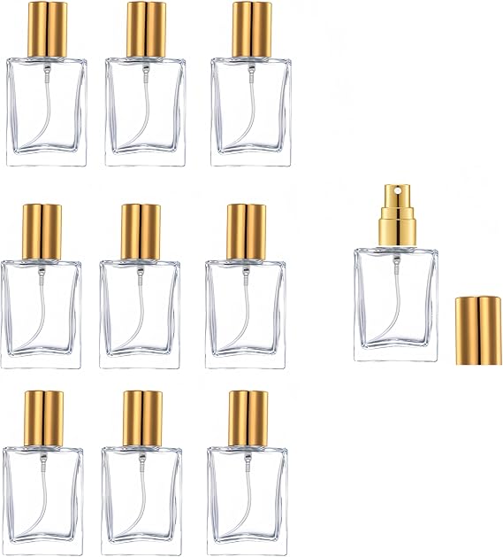 6パック 10ml 15ml ガラス香水アトマイザー 小さな空の詰め替え可能な香水スプレーボトル 男女兼用 ポータブルフレグランス ファインミストスプレー 香水ボトル 旅行用, ゴールド-15ml B, 15ml