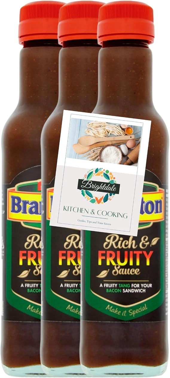 Brown Sauce Bundle with Branston Rich and Fruity Sauce 3 Pack 245g + Brightdale Kitchen Booklet