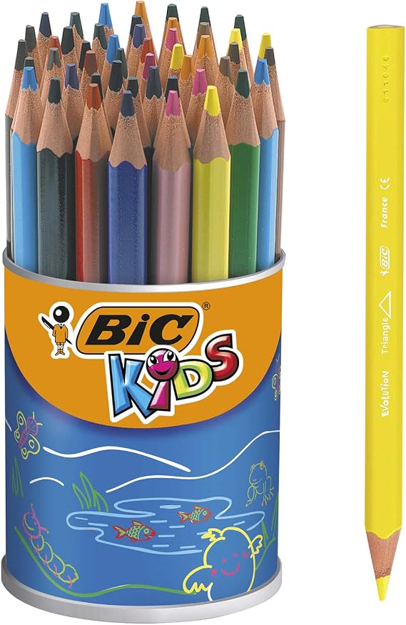 BIC Kids Evolution ECOlutions Triangular Colouring Pencils - Pack of 48 Pencils in Assorted Colours