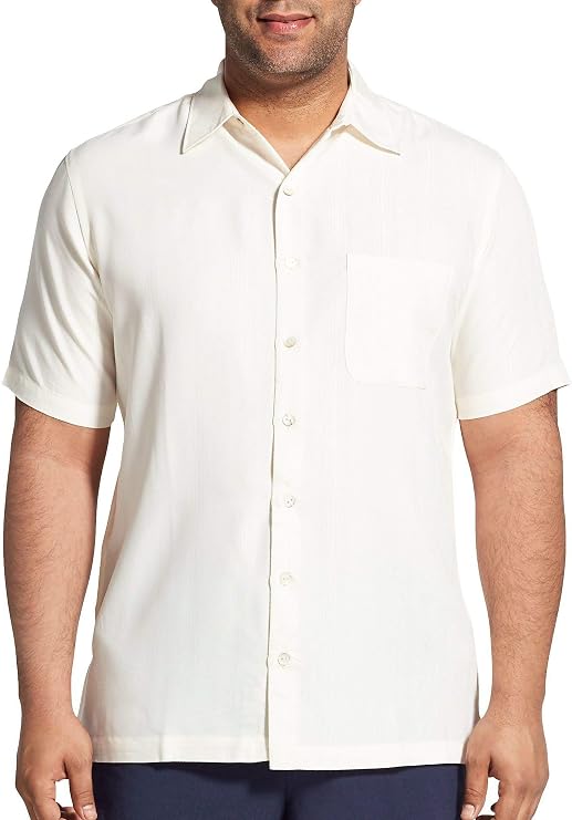 Van Heusen Men's Big and Tall Poly Rayon Short Sleeve Button Down Shirt Button Down Shirt