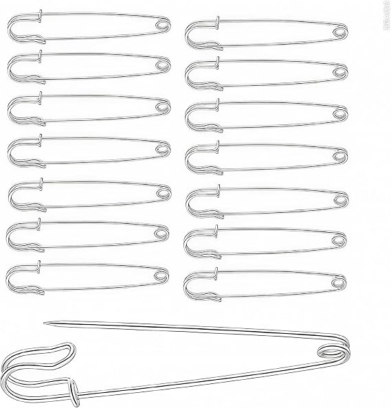15Pcs Large Safety Pins,75mm/3" Strong Heavy Duty Extra Large Safety Pin