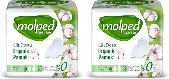 Molped Pure & Soft Pamuklu Normal Günlük Ped (1 x 8 Adet) 2li paket