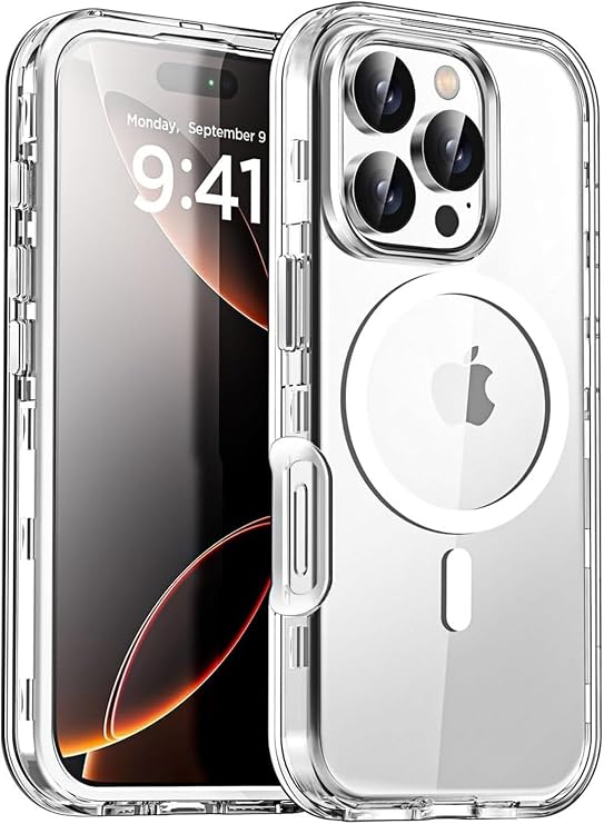iPhone 16 Pro ile Uyumlu Kılıf, Şeffaf, MagSafe, Tam Gövde Hibrit Koruması, Darbeye Önleyici