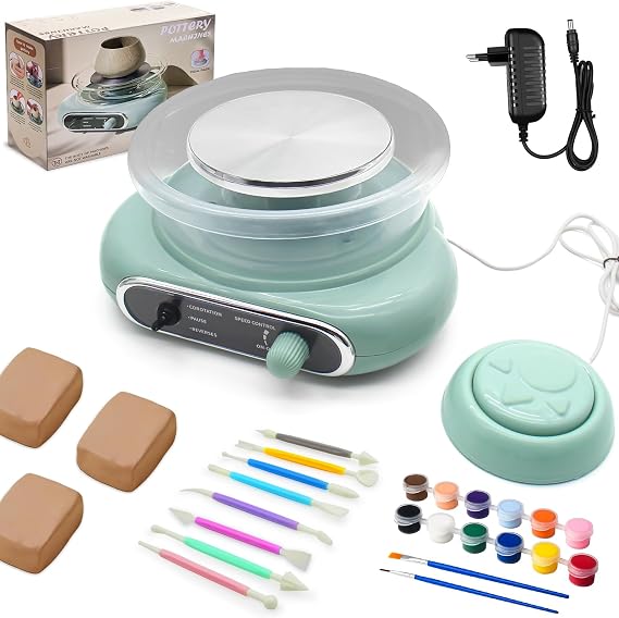 Mini Pottery Wheel Electric with 12 cm Turntable - Pottery Set for Kids