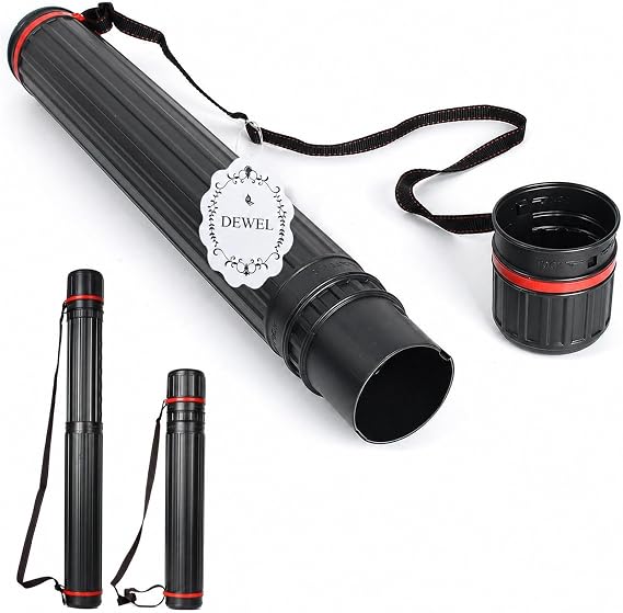 DEWEL Telescopic Drawing Tube 45-75cm, Adjustable Poster Tube with Strap