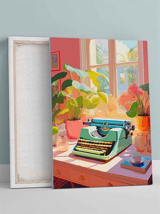 Postermanya Typewriter, Daktilo Edebiyat Dijital Sanat Kanvas Tablo - Tuval Tablo, Sanatsal Dekorasyon