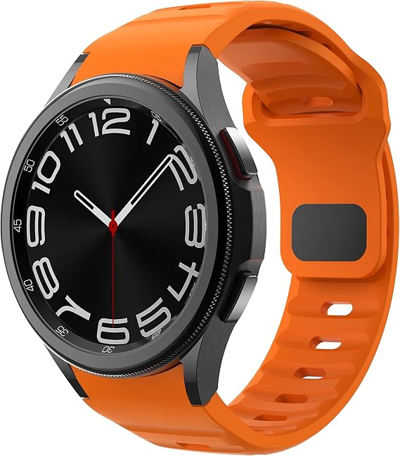 Teknoft Samsung Galaxy Watch 7/6/5/4/FE Serisi (40mm/44mm), Watch 6/4 Classic (47mm/43mm/42mm) ve Samsung Watch 5 Pro (45mm) İçin Yumuşak ve Konforlu Rugged 20mm Silikon Kordon