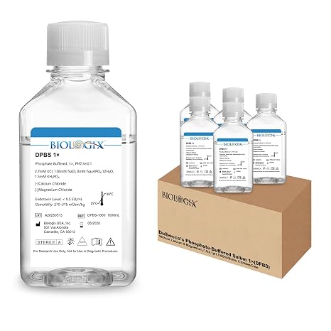 DPBS Buffer, 1X Dulbecco's Phosphate-Buffered Saline Without Calcium & Magnesium, pH 7.4, Sterilization, 0.1um Filter, 1000ml/Bottle, 6 Bottle/Case
