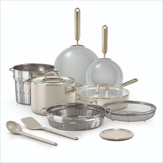 Ninja NeverQuit™ 12-Piece Ceramic Cookware Set, Stone Gold, CQ19012SD1