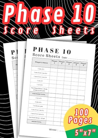 Phase 10 Score Sheets | 100 Pages | Small Size 5"x7" | Track Your Triumphs and Strategize Your Success in the Classic Card Game!: Phase Ten Score ... 5"x 7" Phase 10 Score Pads for Scorekeeping
