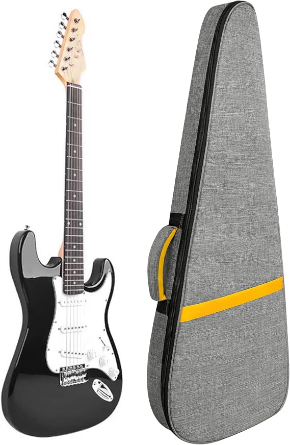 LETSROCK Electric Guitar Gig Bag, 39 Inch Electric Guitar Case with 0.5 Inch Thick Padding with Carry Handle, Pocket & Neck Strap Electric Guitar Bag Gray