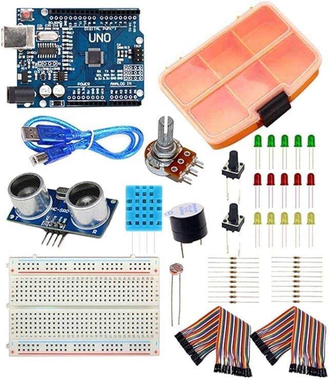 Arduino Başlangıç Seti, Online Eğitime Uygun, Breadboard, Sensörler, LED'ler, Jumper Kablolar Dahil