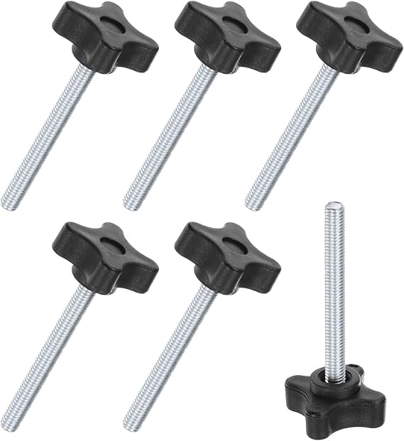 M METERXITY 6-Pack Star Clamping Knobs, M6x60mm Male Thread Screw, Black