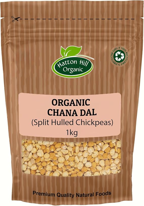 Organic Chana Dal (Split Hulled Chickpeas) 1kg by Hatton Hill Organic | Versatile, and Flavorful