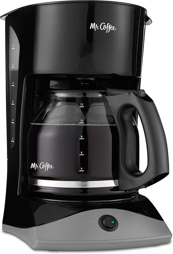 Mr. Coffee 12 Cup Black Coffee Maker with Auto Pause and Glass Carafe, Perfect for Home and Office Use