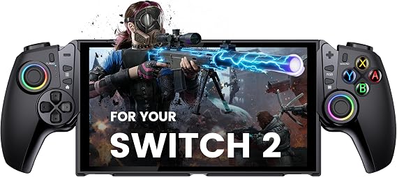 ALEEMTRY Switch 2 Controller Handheld for Switch 2 Console, Wireless Large Grip Controller with RGB Hall Effect Joysticks/1000mAh Battery/Turbo, Only for Swtich 2 Console