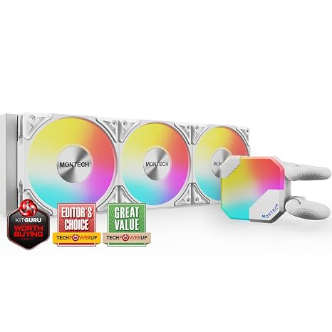 Montech HyperFlow ARGB 360mm Water Cooling CPU Cooler Triple Fan Addressable RGB White Montech Domestic Authorized Distributor Product HyperFlow ARGB 360 W