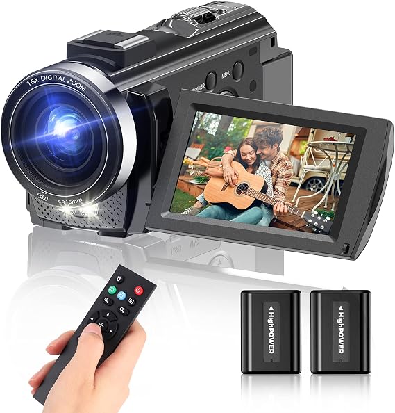 Video Camera Camcorder, Full HD 1080P 30FPS YouTube Vlogging Camera,black