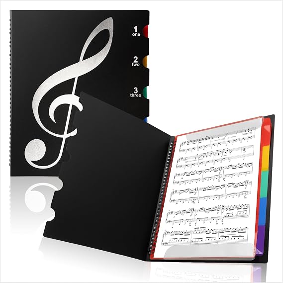 Music File Folder A4 Music Sheet Folder Waterproof Pocket Display Book 20 Pockets/40 Pages Presentation Folder A4 Tabs Music Sheet Chorus Folder for Musical Score Paper Drawing Paintings Photos