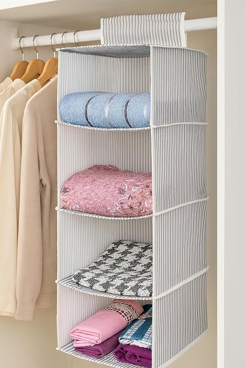 Pazar Kapısı 4 Bölmeli Askılı Dolap Düzenleyici Organizer Gri