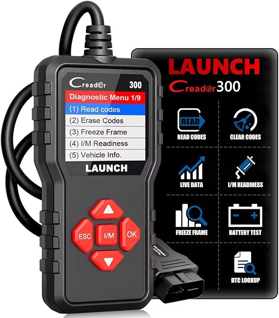 LAUNCH Creader 300 OBD2 Scanner with Full OBD-II Functions Engine Fault Code Reader Diagnostic Scan Tool for All OBDII Protocol Vehicles